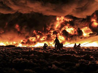 An estimated 10,000 tonnes of material was destroyed in the blaze